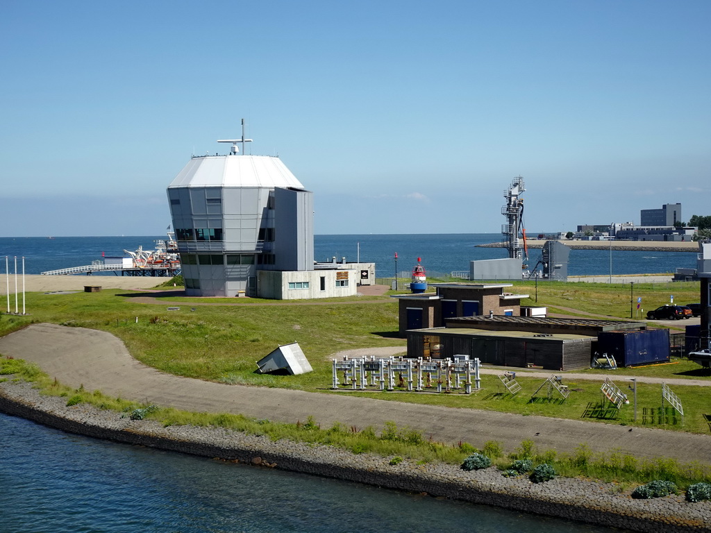 Buildings at the Bevesierweg street, viewed from the deck on the fourth floor of the ferry to Texel