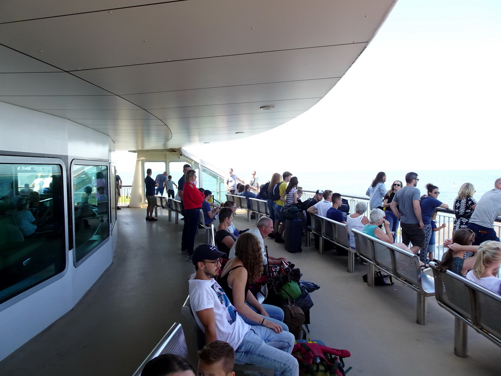 The deck on the fourth floor of the ferry to Texel