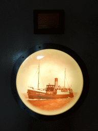 Photograph of the boat `Dokter Wagemaker` at the fourth floor of the ferry to Texel