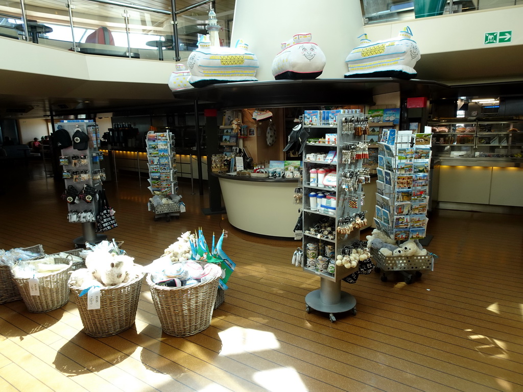 Souvenir shop at the fourth floor of the ferry to Texel