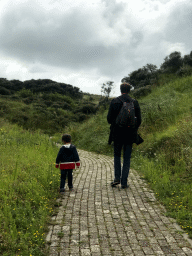 Tim and Max walking in the dunes at Huisduinen