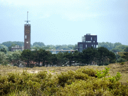 The tower of the Duinkerk building at the Jan Verfailleweg road, viewed from the dunes at Huisduinen