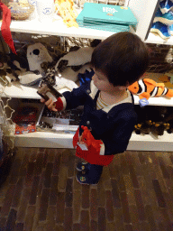 Max at the souvenir shop at Fort Kijkduin