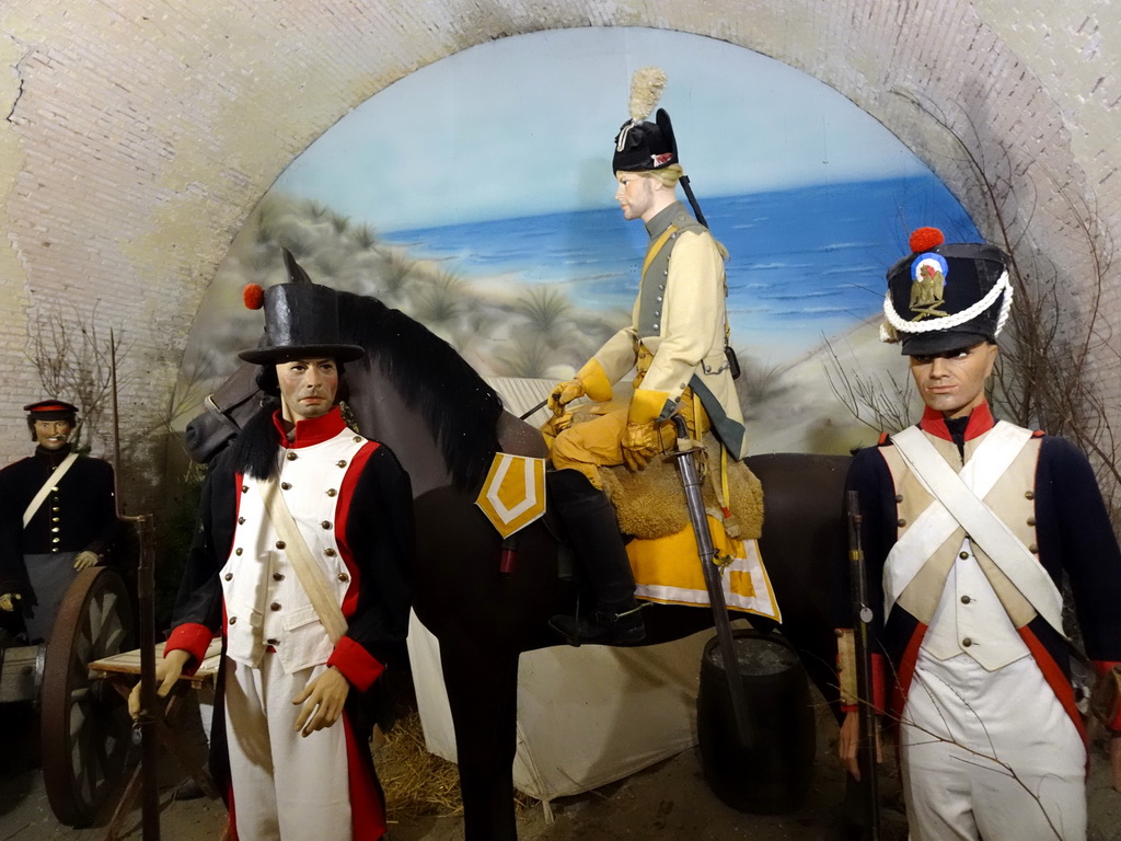 Wax statues of soldiers at the museum at Fort Kijkduin