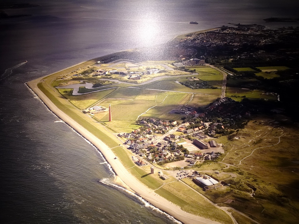 Photograph of Huisduinen with Fort Kijkduin and the Lange Jaap Lighthouse, at the museum at Fort Kijkduin