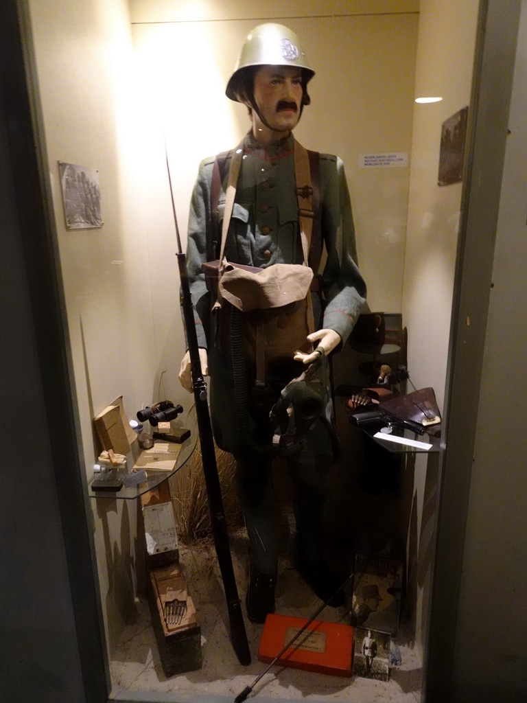 Wax statue of a soldier at the museum at Fort Kijkduin