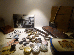 Photograph and items from World War II at the museum at Fort Kijkduin