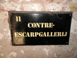 Sign of the counterscarp gallery at Fort Kijkduin