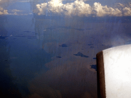 Islands near the west coast of Malaysia, viewed from the airplane from Amsterdam to Singapore