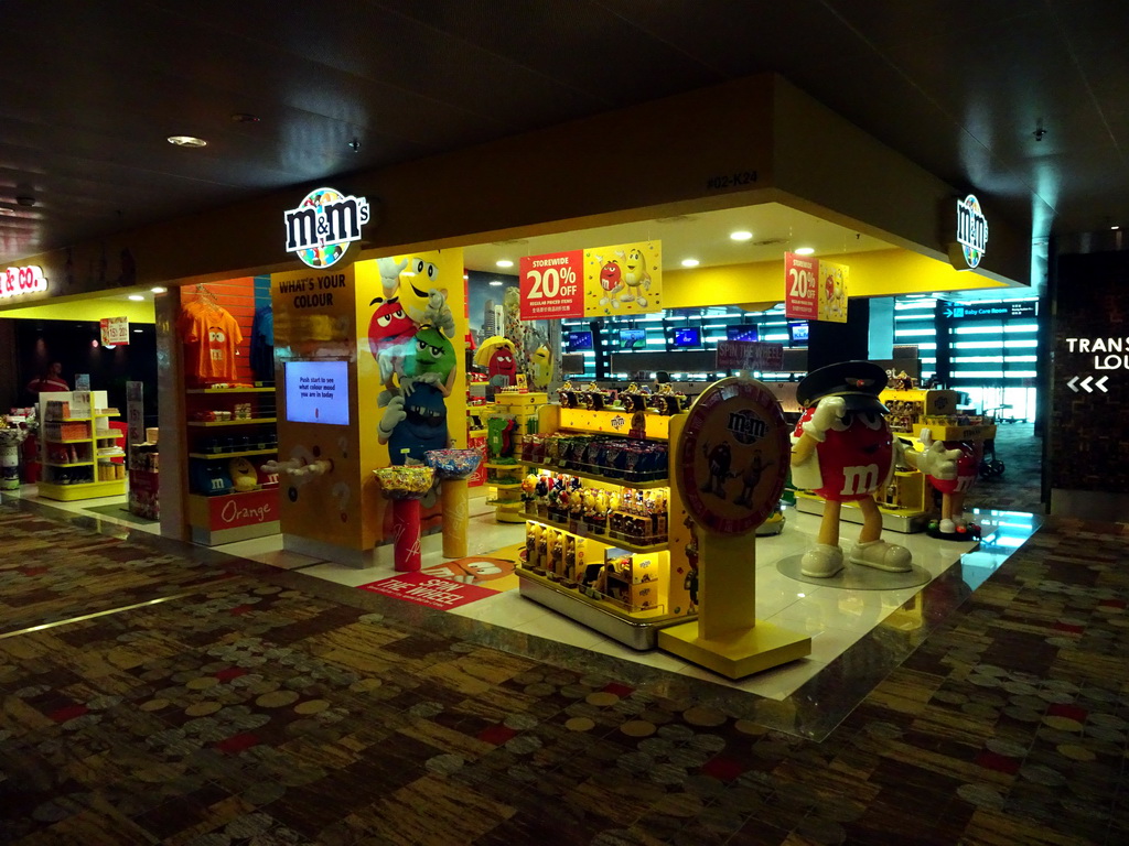 M&M`s shop at the Transfer Hall of Singapore Changi Airport