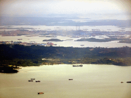 The Harbour of Singapore, viewed from the airplane from Singapore