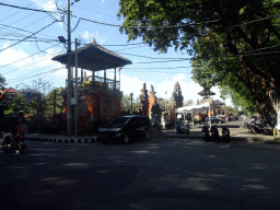 Temple at the Jalan Hayam Wuruk street, viewed from the taxi from Nusa Dua to Gianyar