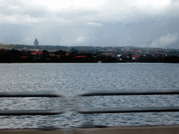 The Statue of Vishnu riding Garuda at the Garuda Wisnu Kencana Cultural Park at Ungasan, under construction, viewed from the taxi from Nusa Dua to Ubud on the Bali Mandara Toll Road