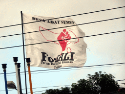Flag of the ForBALI movement at the Jalan Sunset Road, viewed from the taxi from Nusa Dua to Beraban