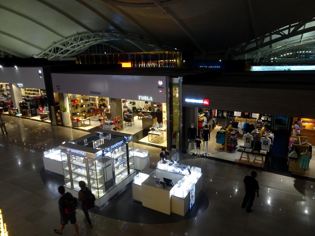 Shops at the Departures Hall of Ngurah Rai International Airport, viewed from the business class lounge of KLM