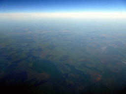 Fields and forests in Eastern Europe, viewed from the airplane from Singapore to Amsterdam