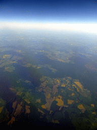 Fields and forests in Central Europe, viewed from the airplane from Singapore to Amsterdam