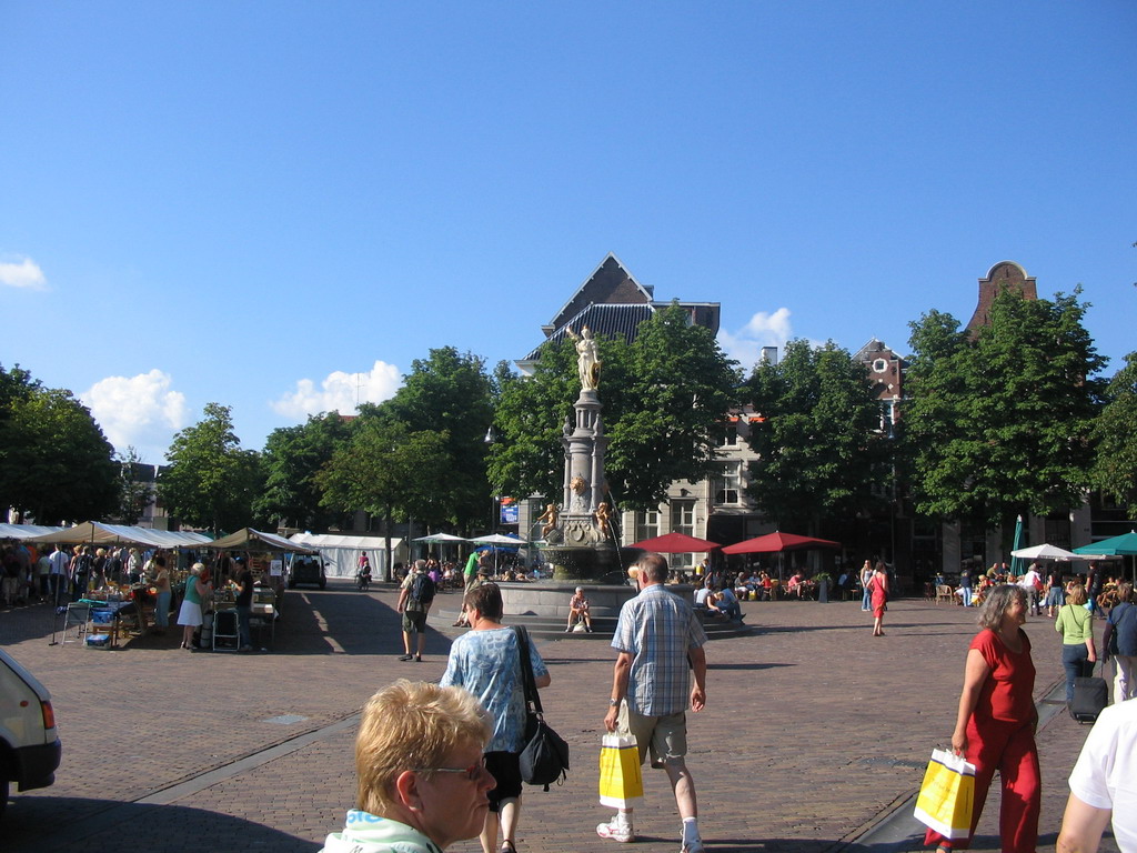 Wilhelmina Fountain on the Brink square, during the Deventer Book Fair