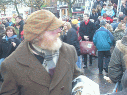 Actor in Victorian clothing at the northwest side of the Brink square, during the Dickens Festival