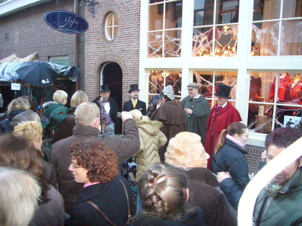 Actors in Victorian clothing at the Walstraat street, during the Dickens Festival