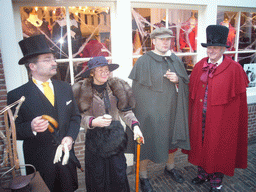 Actors in Victorian clothing at the Walstraat street, during the Dickens Festival