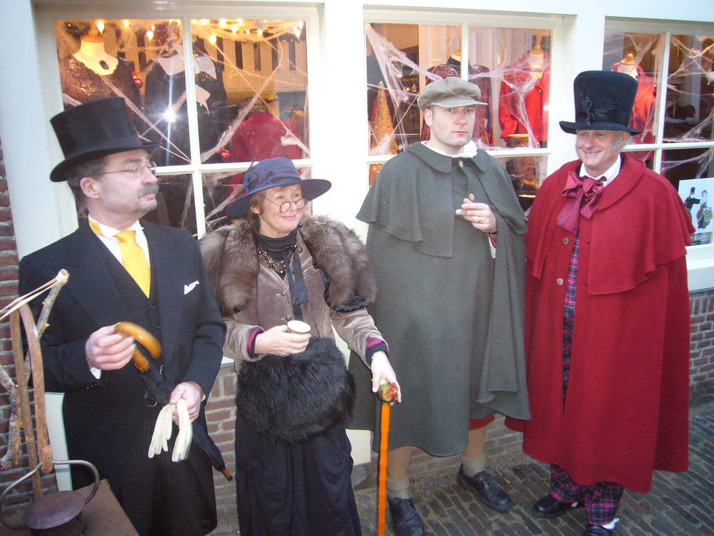 Actors in Victorian clothing at the Walstraat street, during the Dickens Festival