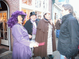 Actors in Victorian clothing at the Walstraat street, during the Dickens Festival