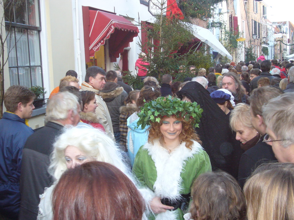 Actors in Victorian clothing at the Walstraat street, during the Dickens Festival