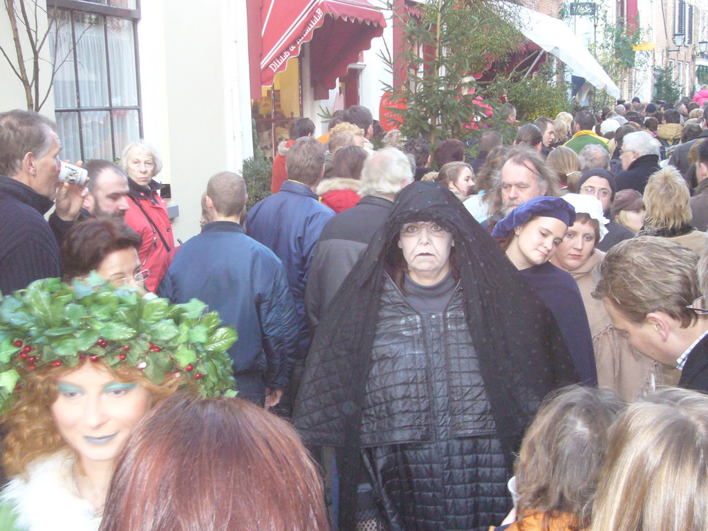 Actors in Victorian clothing at the Walstraat street, during the Dickens Festival