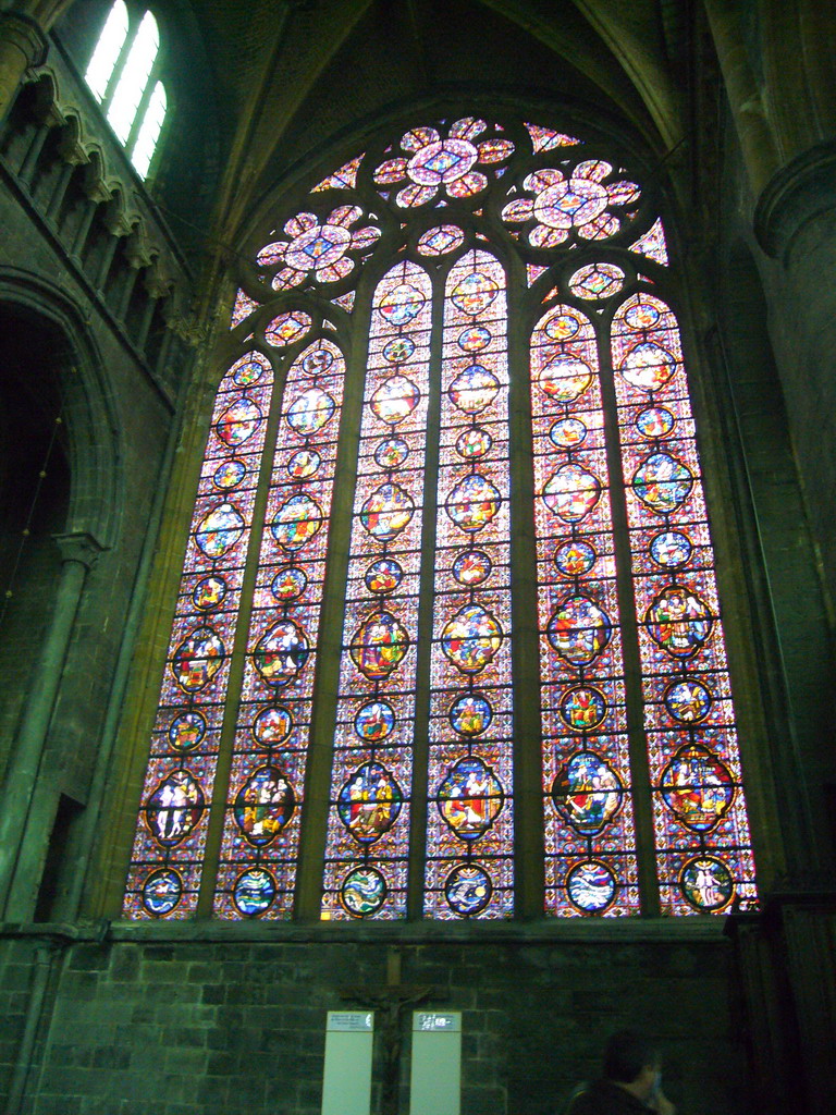 Stained glass window at the Notre Dame de Dinant church