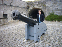 Tim with a cannon at the Citadel of Dinant