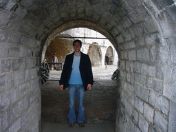 Tim at a tunnel at the Citadel of Dinant