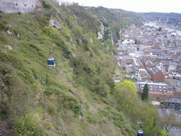 The cable car to the city center, viewed from the Citadel of Dinant