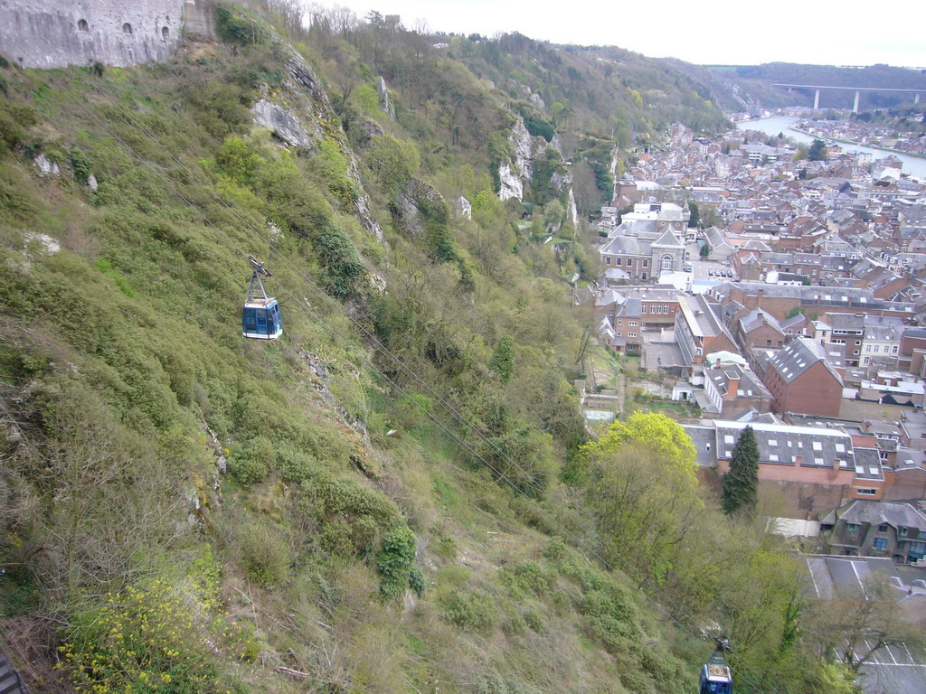 The cable car to the city center, viewed from the Citadel of Dinant