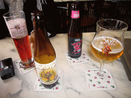 Mort Subite and Saxo beers in a pub in the city center