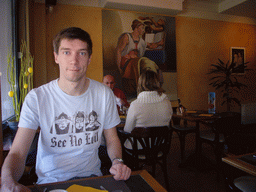 Tim having lunch at the Brasserie Casanova