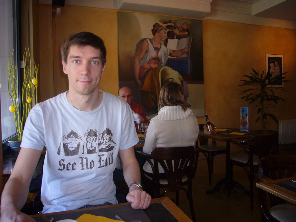 Tim having lunch at the Brasserie Casanova