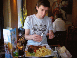 Tim having lunch at the Brasserie Casanova