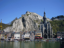 The city center with the Notre Dame de Dinant church, the Citadel of Dinant and the Meuse river, viewed from the Avenue Colonel Cadoux