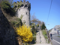 Tim with a tower and staircase at the Avenue des Combattants