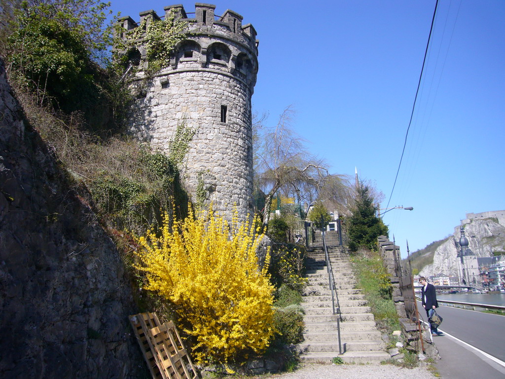 Tim with a tower and staircase at the Avenue des Combattants