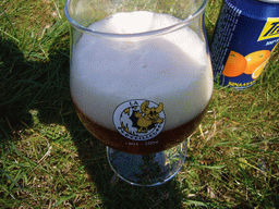 La Merveilleuse beer on the grass in front of the La Merveilleuse caves