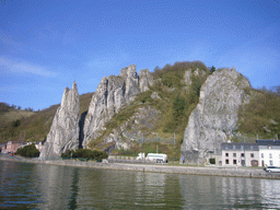 The Rocher Bayard rock and the Meuse river, viewed from the tour boat