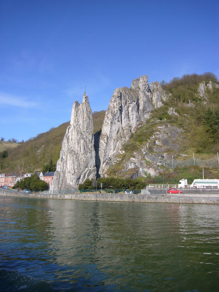 The Rocher Bayard rock and the Meuse river, viewed from the tour boat