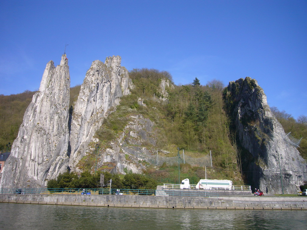 The Rocher Bayard rock and the Meuse river, viewed from the tour boat