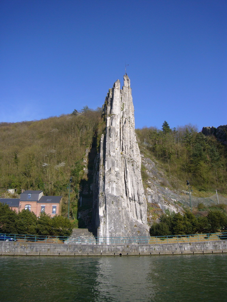 The Rocher Bayard rock and the Meuse river, viewed from the tour boat