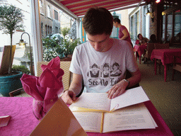 Tim at the terrace of the Les Amourettes restaurant