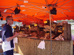 Bread stall at the flower market at the Avenue Winston Churchill