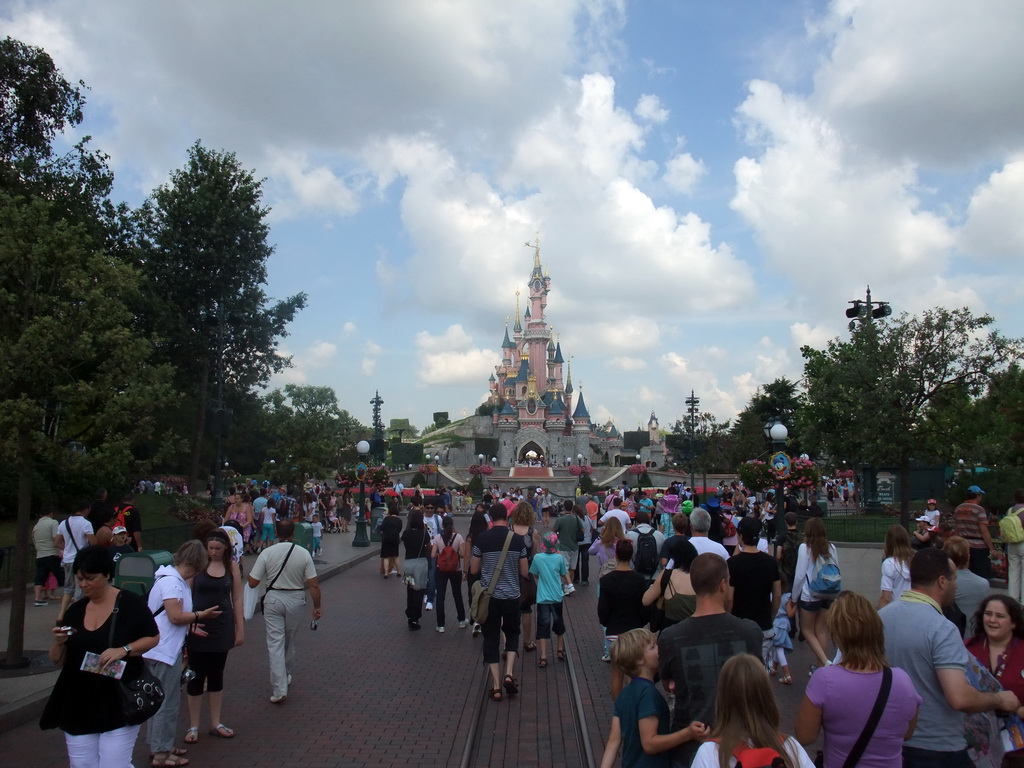 Main Street and the Sleeping Beauty`s Castle, at Disneyland Park