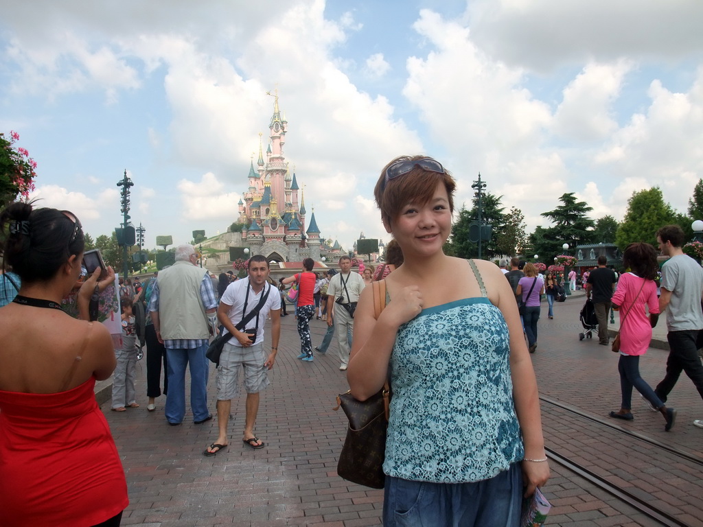 Miaomiao at the Sleeping Beauty`s Castle, at Fantasyland of Disneyland Park